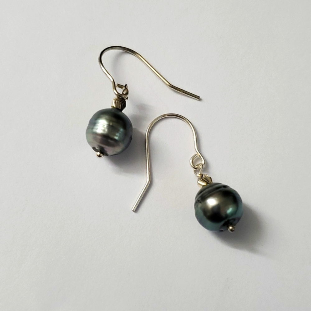 Sterling Silver 925 Tahiti Pearl Earrings